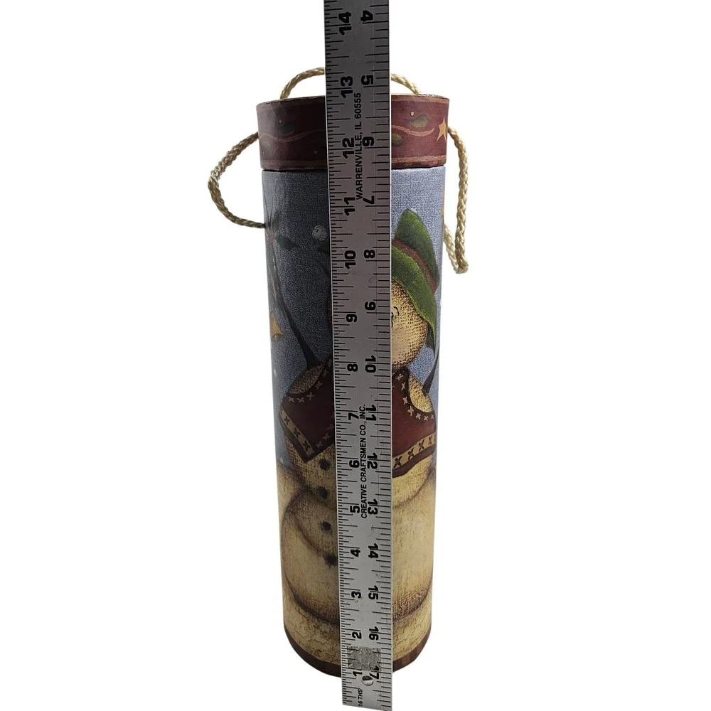 Kim Lewis Tri Coastal‎ Design Snowman Wine Bottle Container Christmas Decor